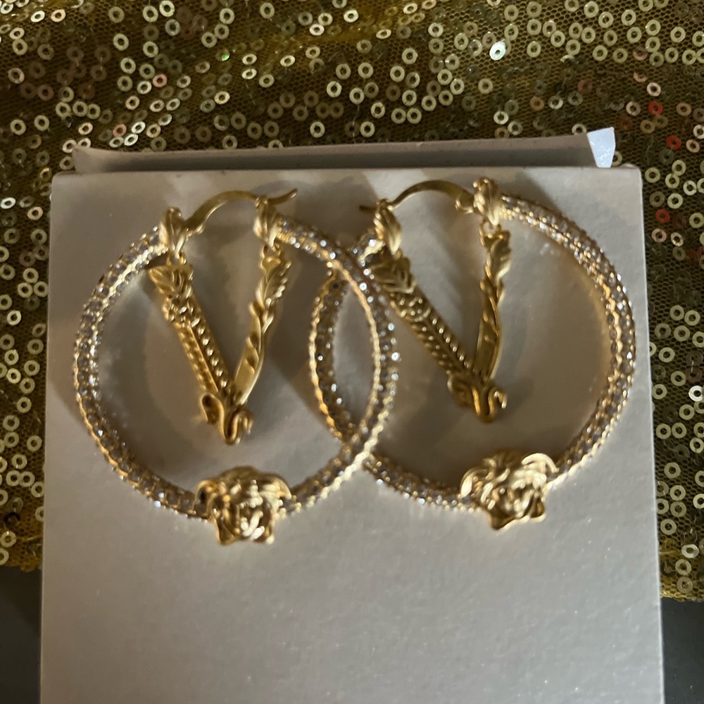Elegant Gold and Silver Hoop Earrings inspired by Versace